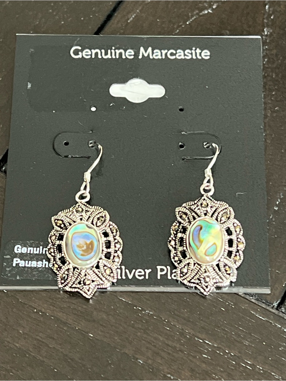 Silver-Plated Abalone Drop Earrings
